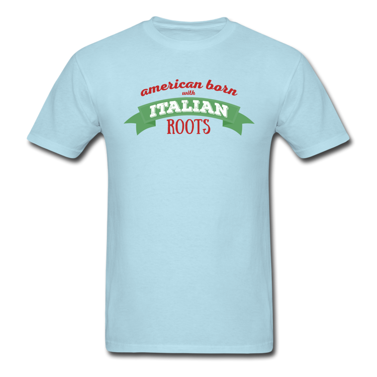 American born with Italian roots T-shirt - powder blue