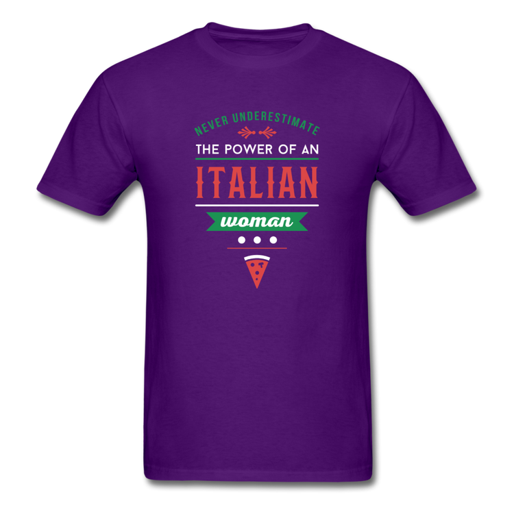 Never underestimate the power of an Italian woman T-shirt - purple