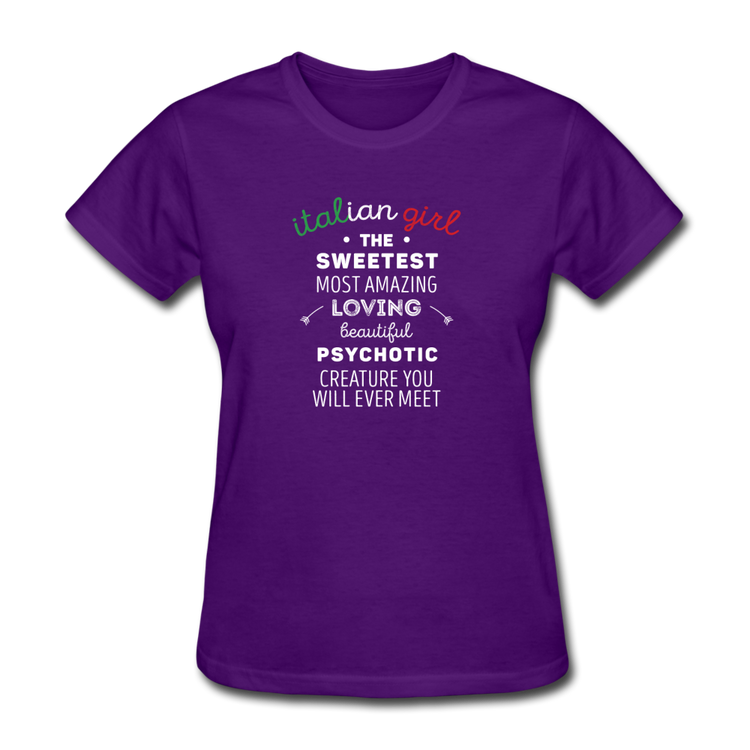 Italian Girl the sweetest psychotic creature Women's T-Shirt - purple