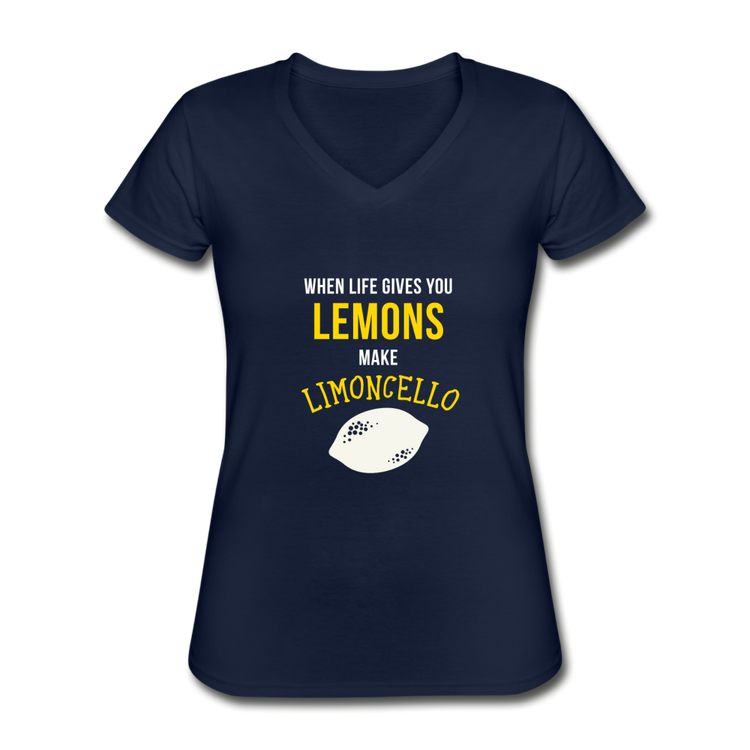 When life gives you lemons make Limoncello Women's V-neck T-shirt - navy