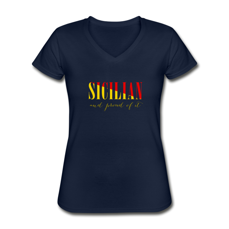 Sicilian and proud of it Women's V-neck T-shirt - navy
