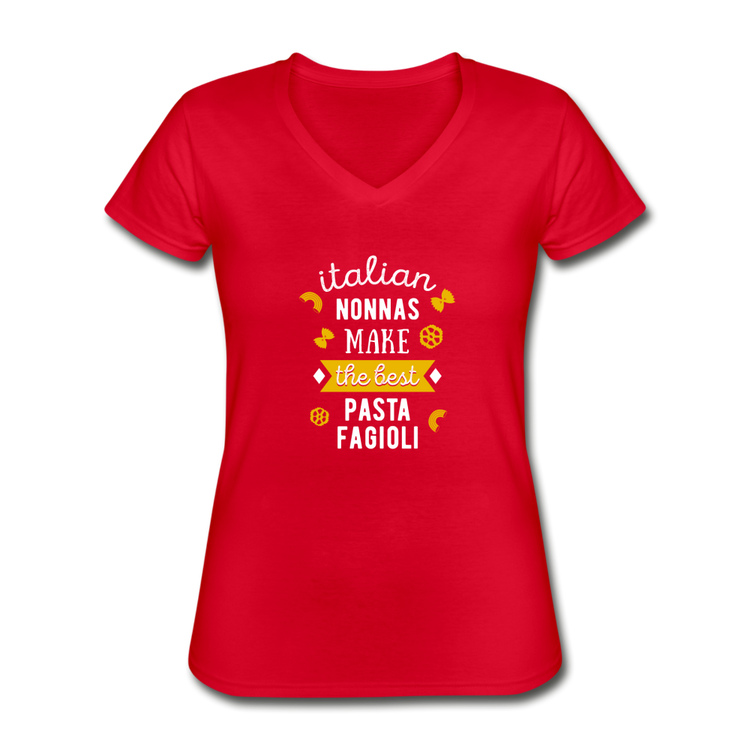 Italian nonnas make the best pasta fagioli Women's V-neck T-shirt - red