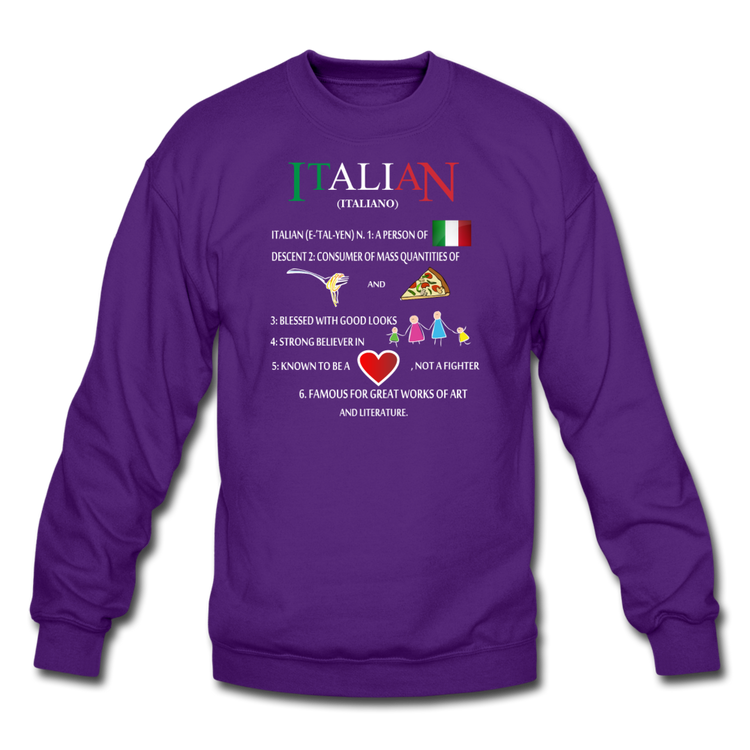 Italian (Italiano) noun Crewneck Sweatshirt - purple
