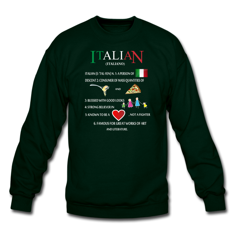 Italian (Italiano) noun Crewneck Sweatshirt - forest green