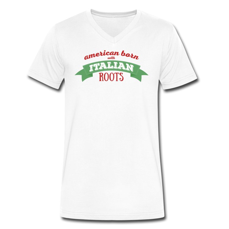American born with Italian roots Unisex V-neck T-shirt - white