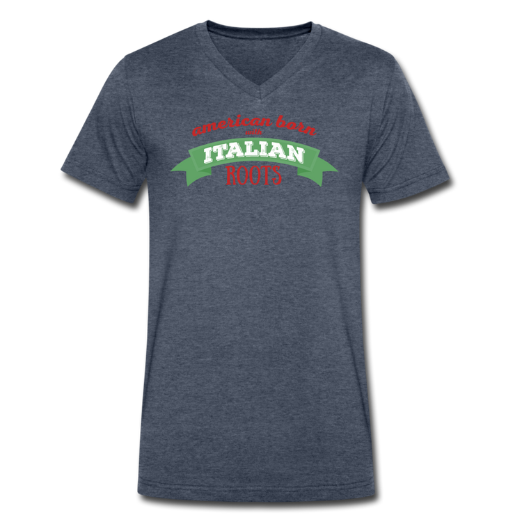 American born with Italian roots Unisex V-neck T-shirt - heather navy