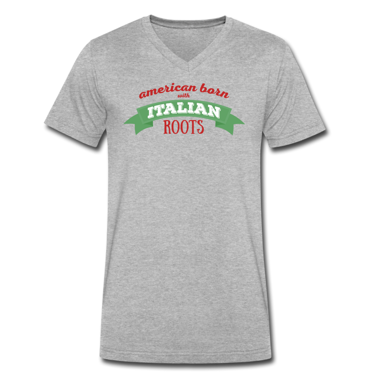 American born with Italian roots Unisex V-neck T-shirt - heather gray