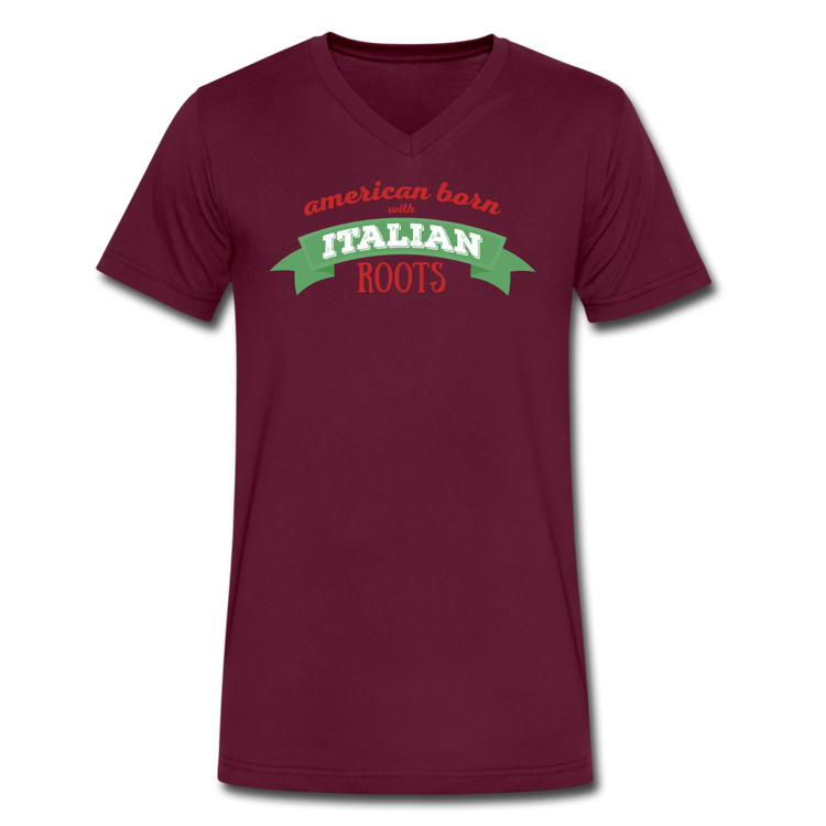 American born with Italian roots Unisex V-neck T-shirt - maroon