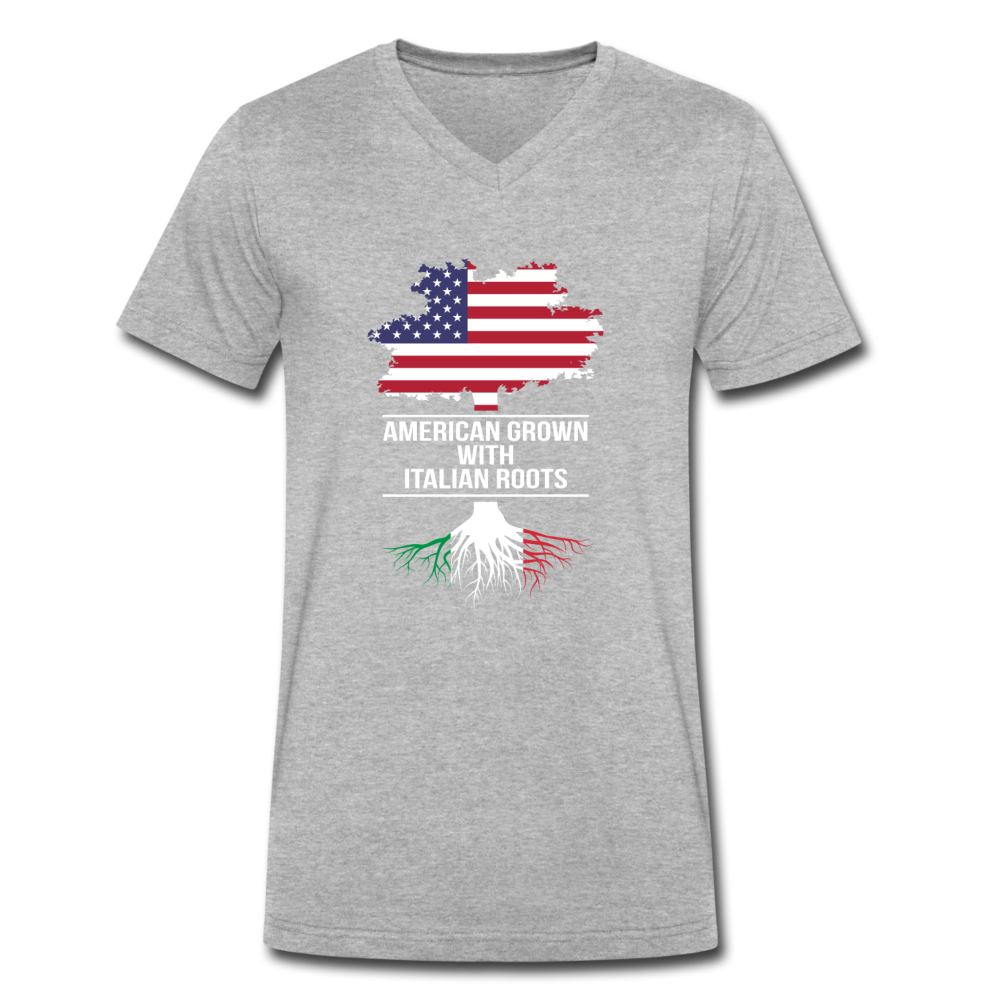 American Grown with Italian Roots Unisex V-neck T-shirt - heather gray