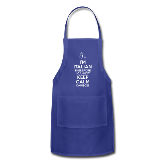 I Can't Keep Calm, I'm Italian Capeesh? Apron - royal blue