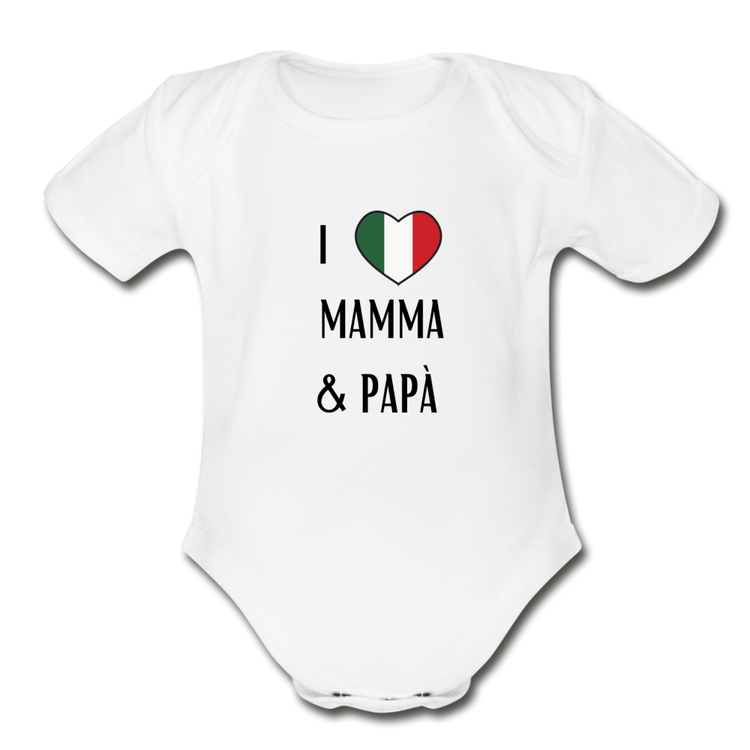 I Love Mama and Papa Organic Onesie - white