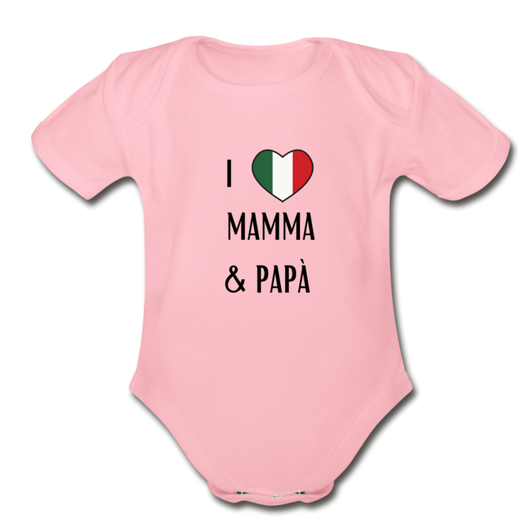 I Love Mama and Papa Organic Onesie - light pink