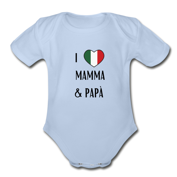 I Love Mama and Papa Organic Onesie - sky