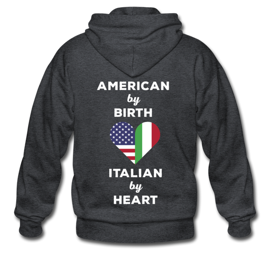 American by birth Italian by heart Unisex ZIP Hoodie - deep heather