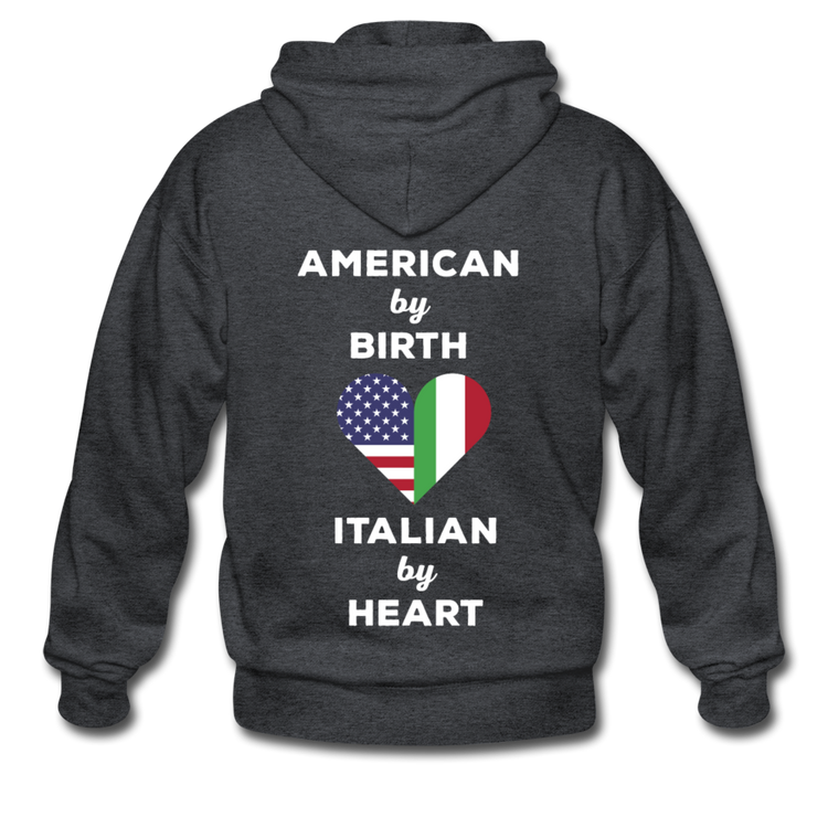 American by birth Italian by heart Unisex ZIP Hoodie - deep heather