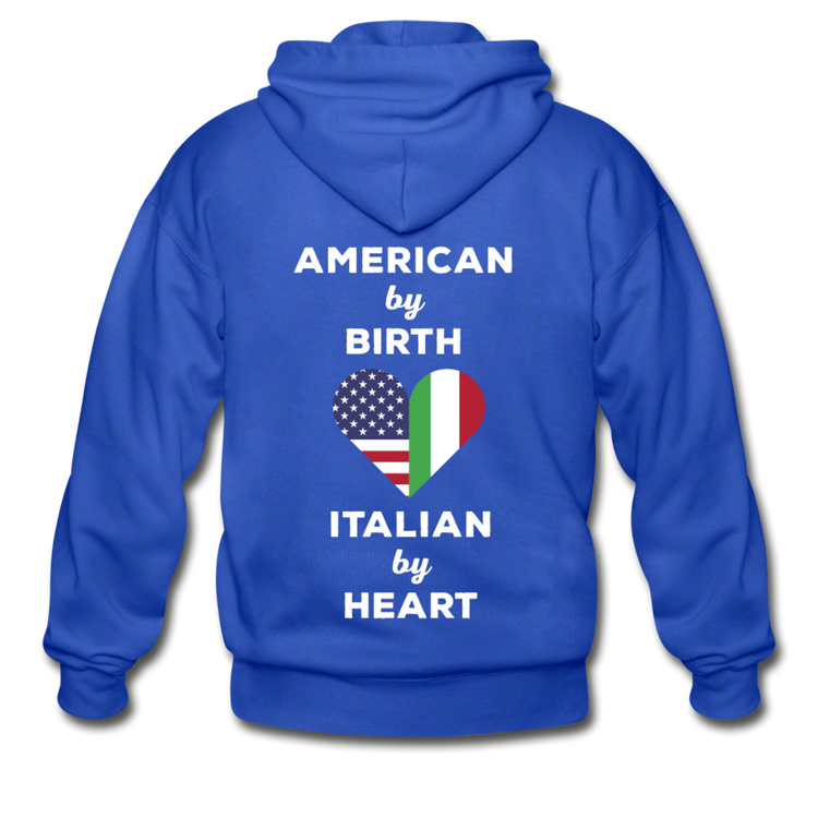 American by birth Italian by heart Unisex ZIP Hoodie - royal blue