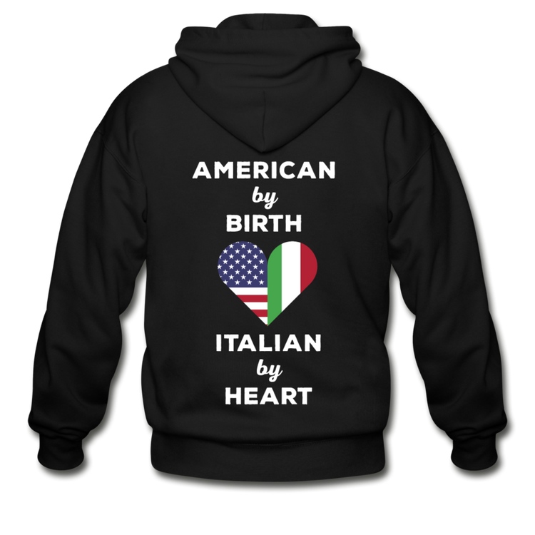 American by birth Italian by heart Unisex ZIP Hoodie - black