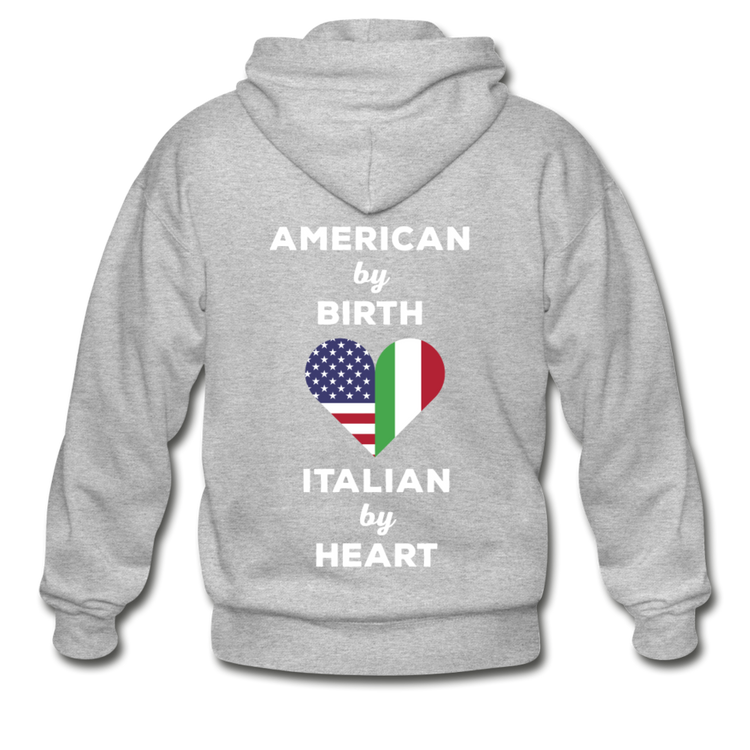 American by birth Italian by heart Unisex ZIP Hoodie - heather gray