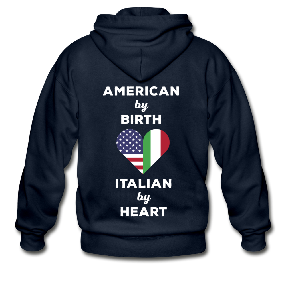 American by birth Italian by heart Unisex ZIP Hoodie - navy