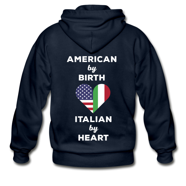 American by birth Italian by heart Unisex ZIP Hoodie - navy
