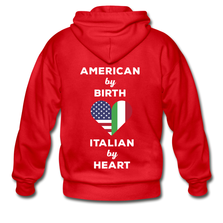 American by birth Italian by heart Unisex ZIP Hoodie - red