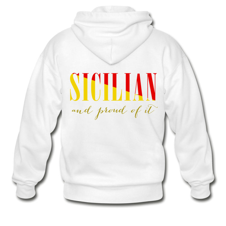 Sicilian and proud of it Unisex ZIP Hoodie - white