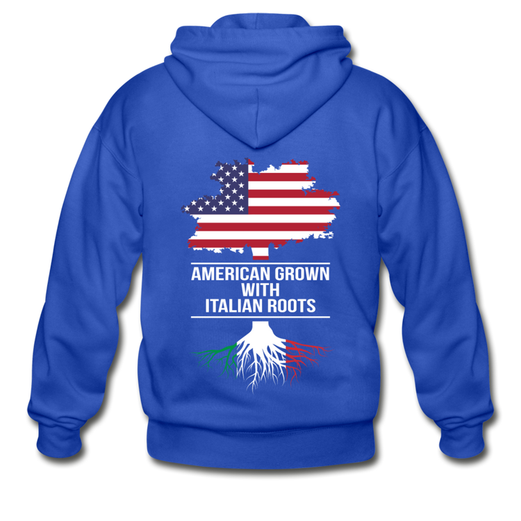 American Grown with Italian Roots Unisex ZIP Hoodie - royal blue
