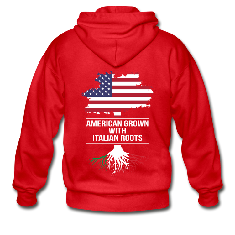 American Grown with Italian Roots Unisex ZIP Hoodie - red