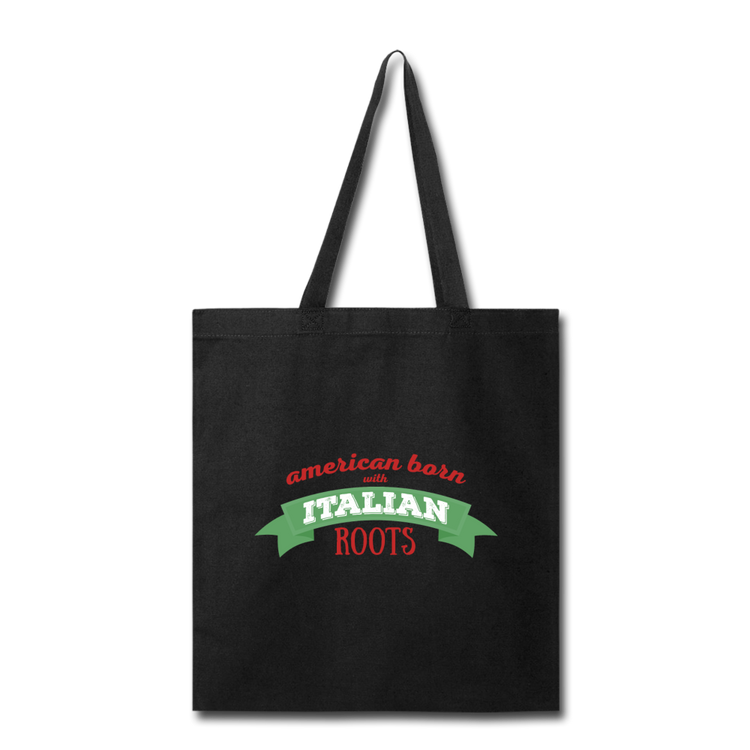 American born with Italian roots Cotton Tote Bag - black