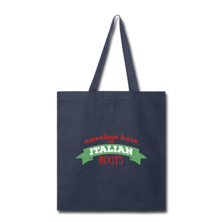 American born with Italian roots Cotton Tote Bag - navy