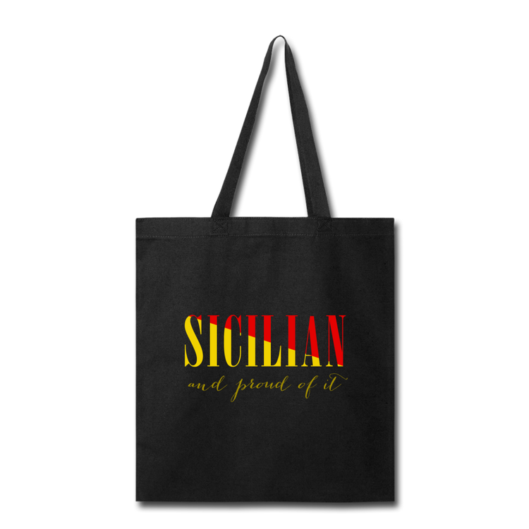 Sicilian and proud of it Cotton Tote Bag - black