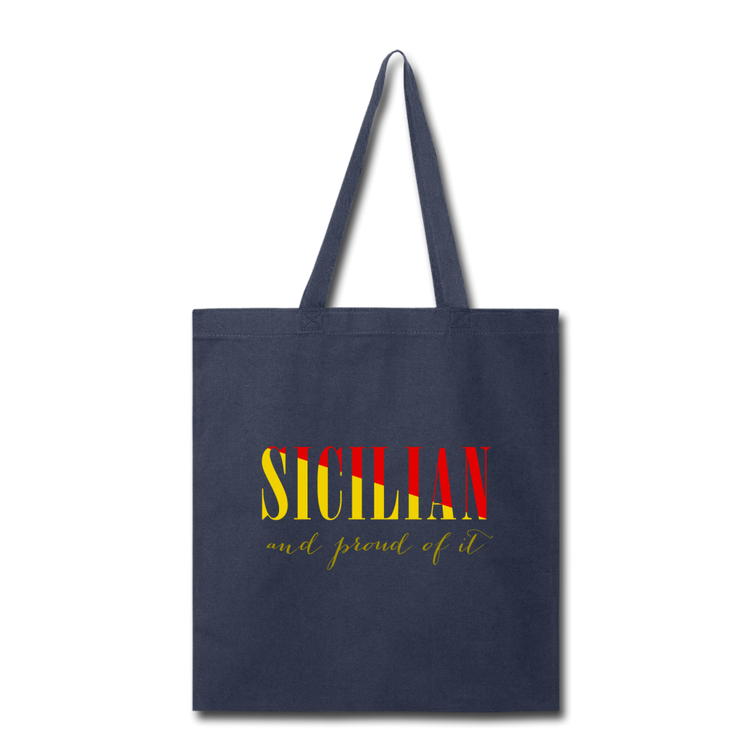 Sicilian and proud of it Cotton Tote Bag - navy