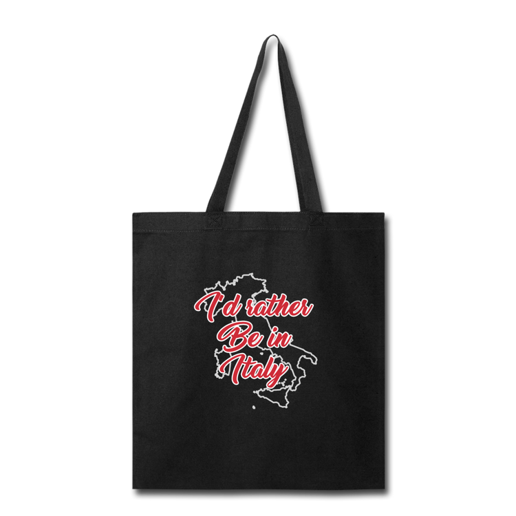 I'd rather be in Italy Cotton Tote Bag - black