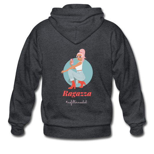 Ragazza, nofilterneeded Unisex ZIP Hoodie - deep heather