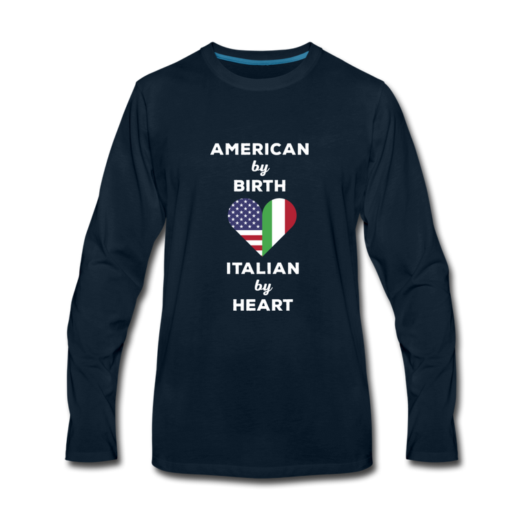 American by birth Italian by heart Men's Longsleeve - deep navy