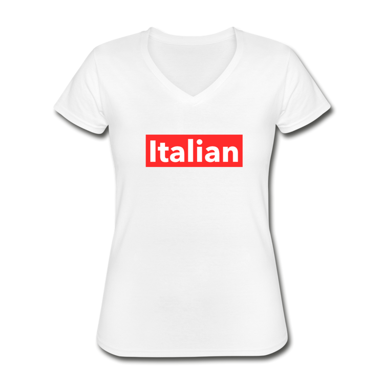 Italian red Women's V-neck T-shirt - white