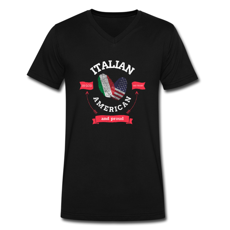 Italian - American and proud Unisex V-neck T-shirt - black