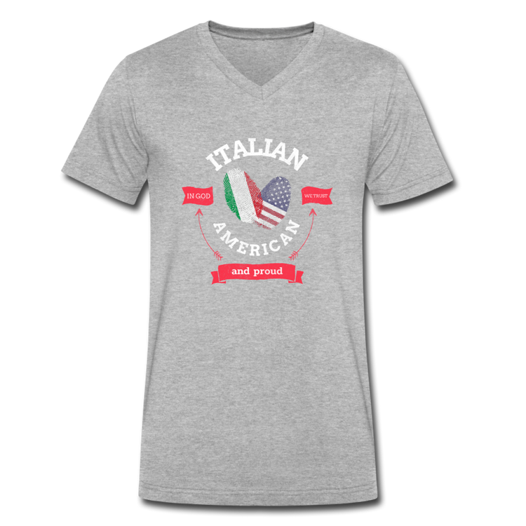 Italian - American and proud Unisex V-neck T-shirt - heather gray