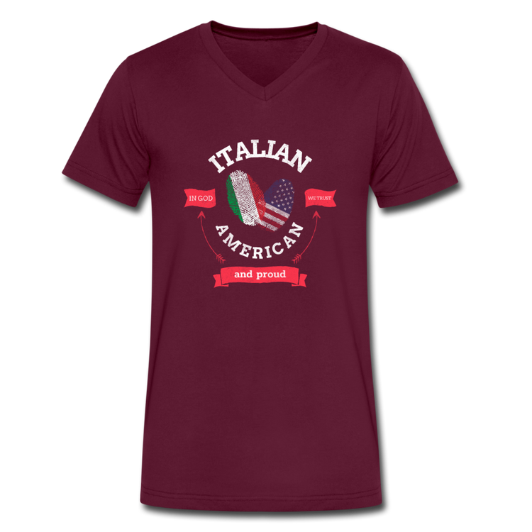 Italian - American and proud Unisex V-neck T-shirt - maroon
