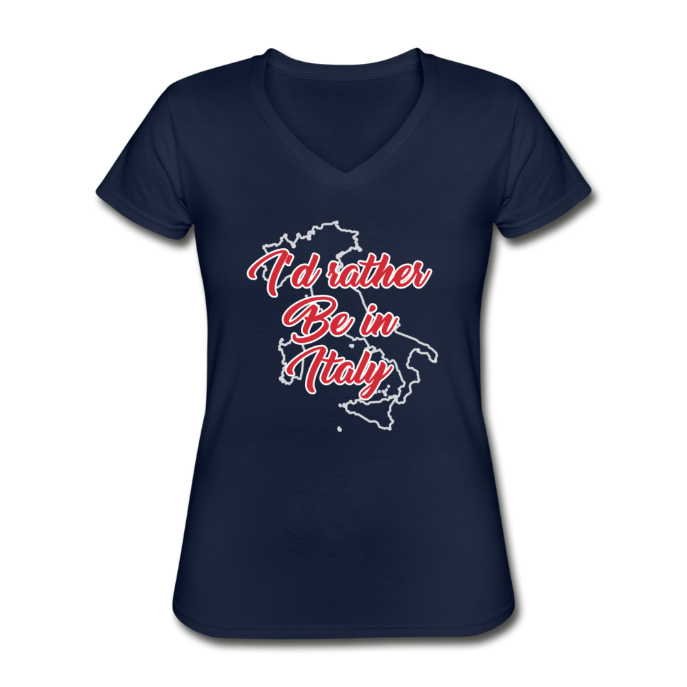 I'd rather be in Italy Women's V-neck T-shirt - navy