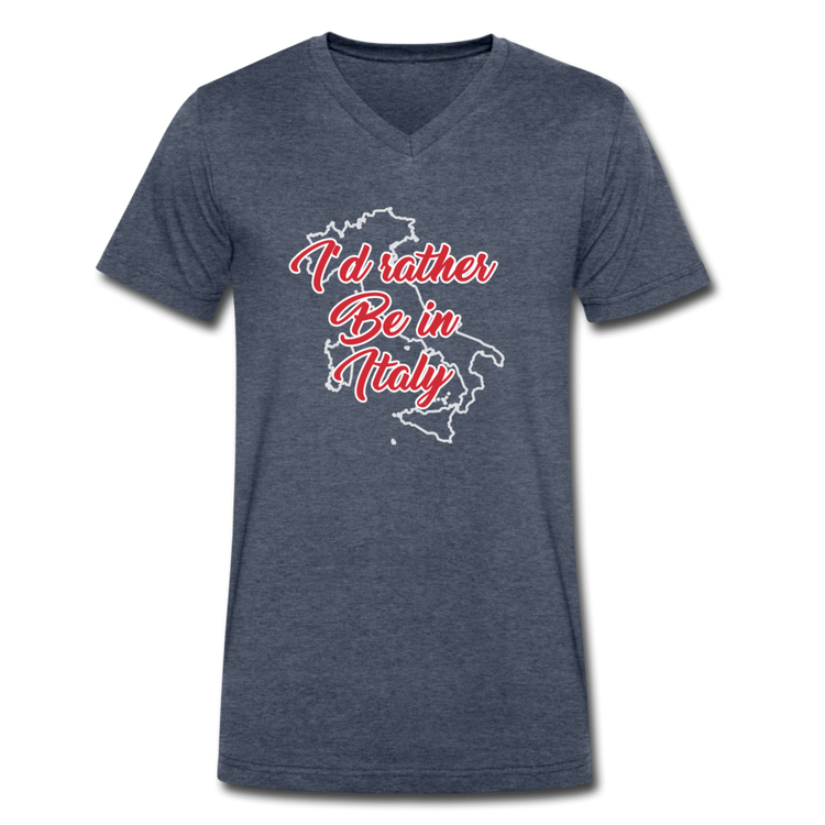 I'd rather be in Italy Unisex V-neck T-shirt - heather navy