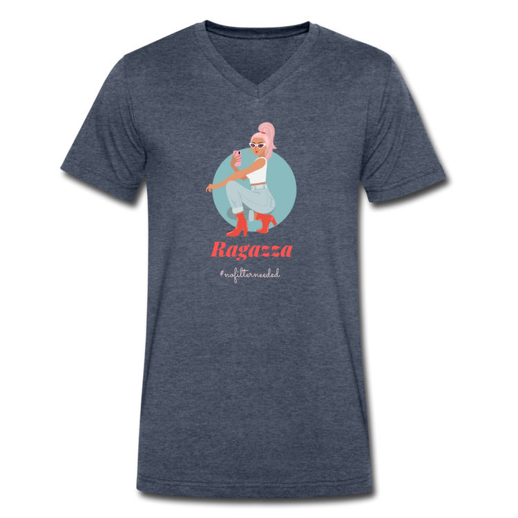 Ragazza, nofilterneeded Unisex V-neck T-shirt - heather navy