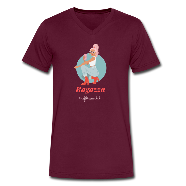 Ragazza, nofilterneeded Unisex V-neck T-shirt - maroon