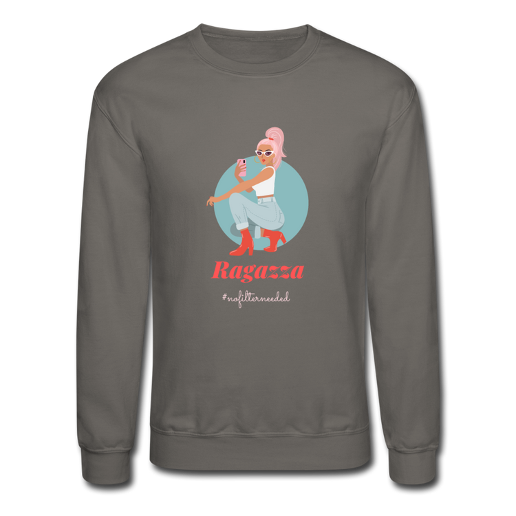 Ragazza, nofilterneeded Crewneck Sweatshirt - asphalt gray