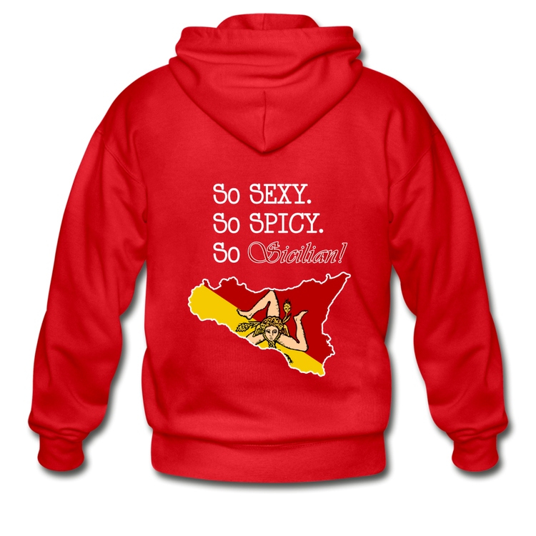 So sexy, So spicy, So Sicilian Unisex ZIP Hoodie Gildan Heavy Blend Adult Zip Hoodie - red