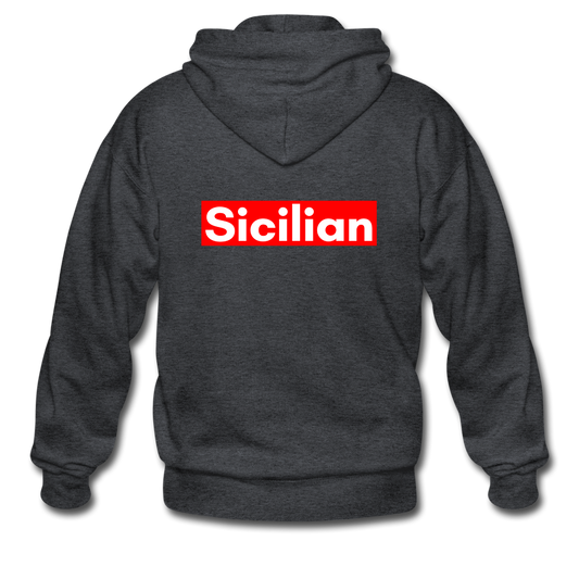 Sicilian Gildan Heavy Blend Adult Zip Hoodie - deep heather