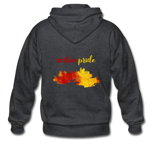Sicilian Pride Gildan Heavy Blend Adult Zip Hoodie - deep heather