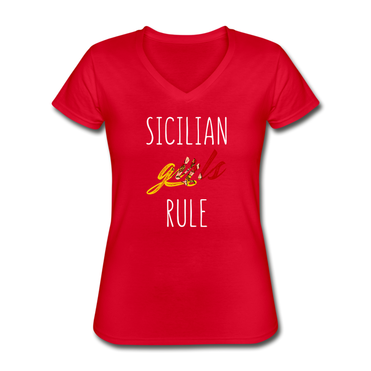 Sicilian girls rule Women's V-neck T-shirt - red