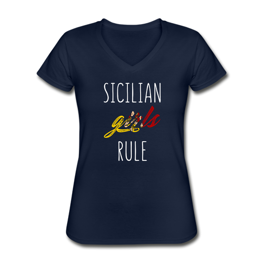 Sicilian girls rule Women's V-neck T-shirt - navy