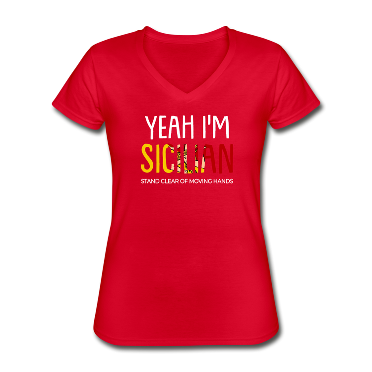 Yeah I am Sicilian Women's V-neck T-shirt - red